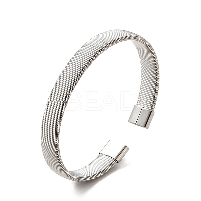 304 Stainless Steel Flat Snake Chains Shape Open Cuff Bangle for Women BJEW-C0033-05-1
