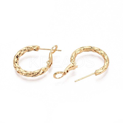 Woven Brass Hoop Earrings EJEW-T047-98G-1