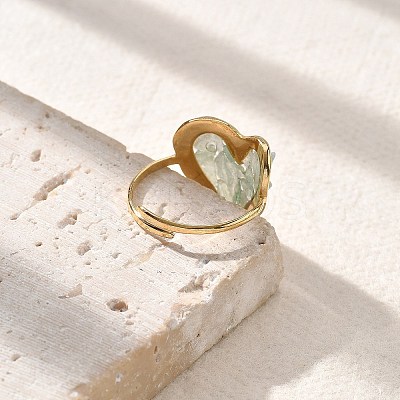 Heart Natural Green Aventurine Finger Rings STAS-Z112-10G-02-1