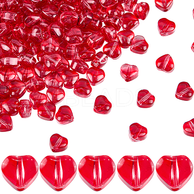 300Pcs Transparent Spray Painted Glass Beads GLAA-SP0001-48-1