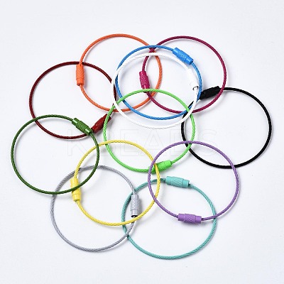 Spray Painted 201 Stainless Steel Wire Cable Keychains X-BJEW-T019-01-1