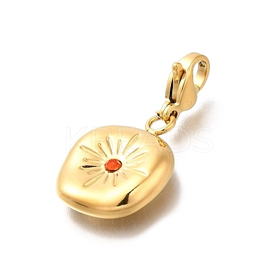Flat Round 304 Stainless Steel Rhinestone Pendants Decoration STAS-R159-53G-03-1