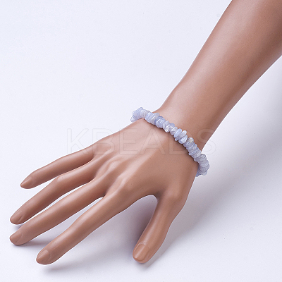 Natural  Blue Lace Agate Beaded Stretch Bracelets X-BJEW-JB02683-01-1