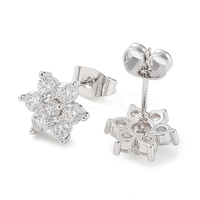 Brass Micro Pave Cubic Zirconia Stud Earrings X-EJEW-P247-05P-01-1