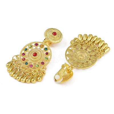 Bohemia Zinc Alloy Rhinestone Clip-on Earrings LS-EJEW-C089-02A-G-1