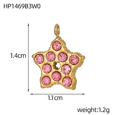 304 Stainless Steel Micro Pave Cubic Zirconia Pendants STAS-OY008-67G-1
