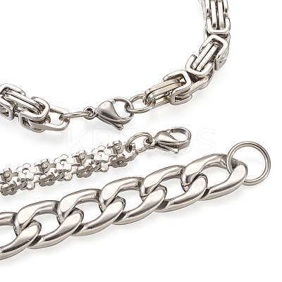 Unisex 304 Stainless Steel Chain Bracelets BJEW-TA0001-05P-1