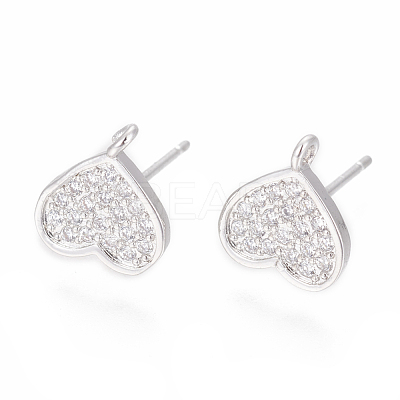 Brass Stud Earring Findings ZIRC-O034-20P-1