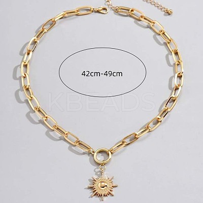 Sun Alloy Pendant Paperclip Chain Necklaces for Women FS-WG180B3-01-1