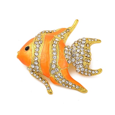 Zinc Alloy Crystal Rhinestone Resin Fish Brooch LS-JEWB-U010-01G-01-1