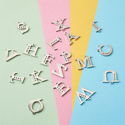 304 Stainless Steel Letter Pendant Rhinestone Settings STAS-TA0001-11P-1