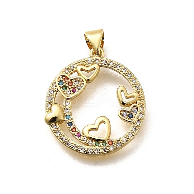 Rack Plating Brass Micro Pave Cubic Zirconia Pendants KK-L226-050G-01-1