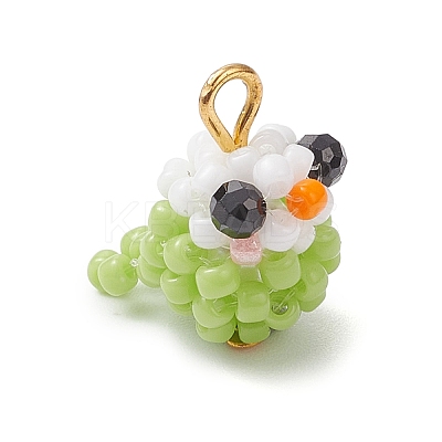 Glass Seed Beaded Bird Charms PALLOY-MZ00971-03-1