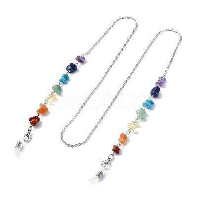 Natural Mixed Gemstone Chips Beaded Eyeglasses Chains GG-CJ724D-P-1