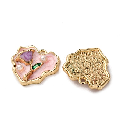 Alloy Enamel Flower Pendants ENAM-B028-41KCG-04-1