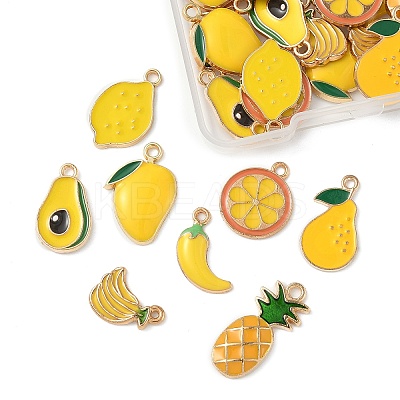 32Pcs 8 Styles Rack Plating Alloy Enamel Pendants ENAM-FP0002-90-1