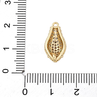 Brass Clear & Green Cubic Zirconia Connector Charms KK-P289-11G-1