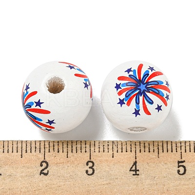 Printed Wood European Beads WOOD-G022-17B-1