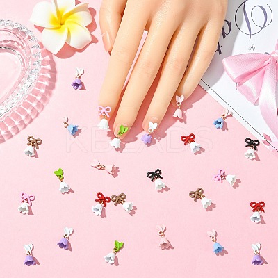 24Pcs 8 Colors Lily of the Valley Alloy Cabochons MRMJ-CJ0001-30-1