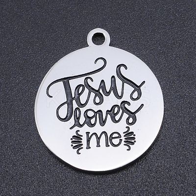 Non-Tarnish 201 Stainless Steel Etched Pendants STAS-N090-JN802-1