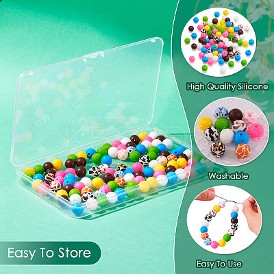 108Pcs 12 Style Round Food Grade Eco-Friendly Silicone Beads SIL-TA0001-75-1