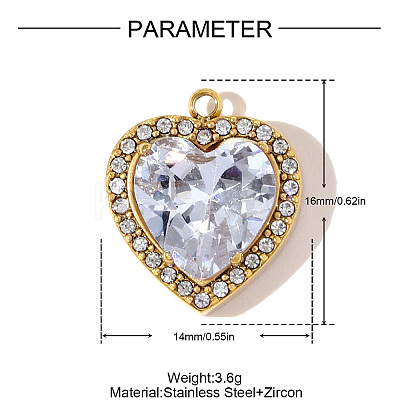 304 Stainless Steel Micro Pave Cubic Zirconia Pendants STAS-OY010-83G-1