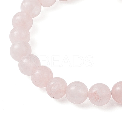Natural Rose Quartz Cross Round Beaded Stretch Bracelets for Men Women BJEW-JB12258-03-1