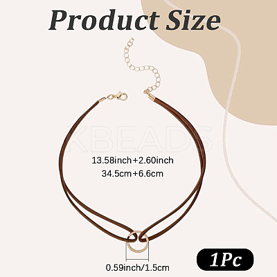 1Pc Alloy Ring Double Layer Faux Suede Cord Choker Necklaces for Women NJEW-CL0001-07-1
