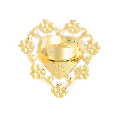 Heart 304 Stainless Steel Adjustable Rings for Women RJEW-H234-03G-1