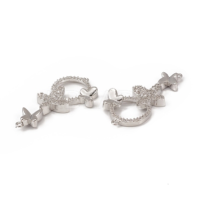 Brass Micro Pave Clear Cubic Zirconia Connector Charms KK-E068-VB072-1
