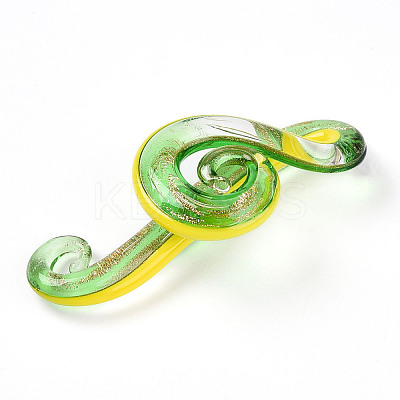Handmade Gold Sand Lampwork Big Pendants LAMP-T023-08D-1