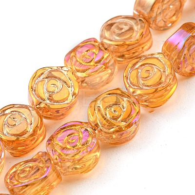 Full Rainbow Plated Electroplate Transparent Glass Beads Strands EGLA-G037-01A-FR03-1