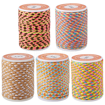 5 Rolls 5 Colors 4-Ply Polycotton Cord with Metallic Thread OCOR-TA0003-07-1