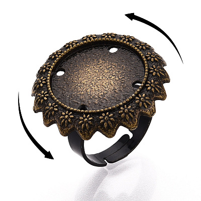Adjustable Alloy & Iron Bezel Cup Ring Base with Rotatable Tray MAK-T012-13AB-1