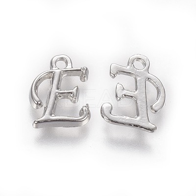 Rack Plating Alloy Alphabet Charms PALLOY-G255-P-E-1