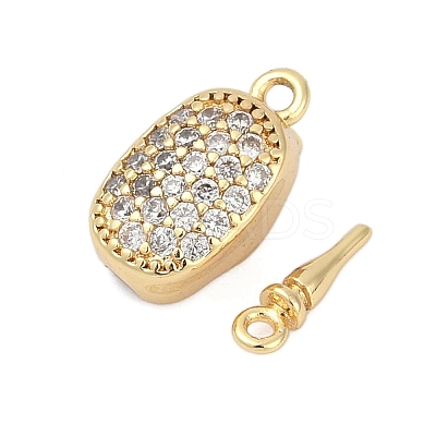 Brass Micro Pave Clear Cubic Zirconia Box Clasps KK-P291-38G-1