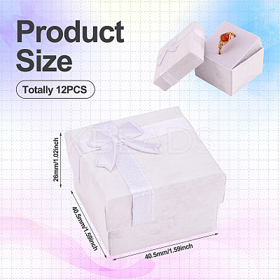 Square Paper Jewelry Ring Gift Boxes with Bowknot LS-CON-TAC0010-80E-1
