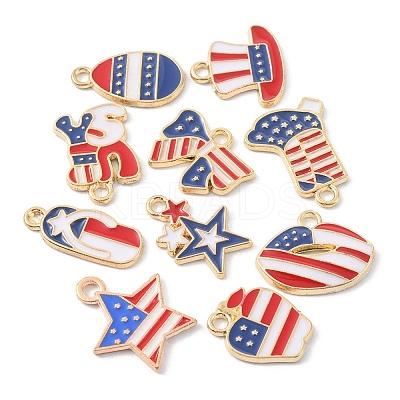 20Pcs 10 Styles American Flag Style Alloy Enamel Charms ENAM-YW0002-41-1