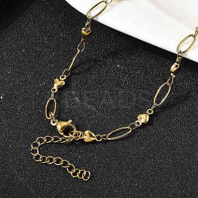 304 Stainless Steel Heart Link Chain Necklaces for Women NJEW-A046-02B-G-1
