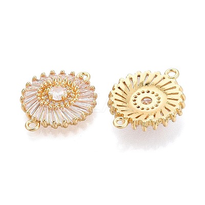 Brass Pave Clear Cubic Zirconia Connector Charms KK-N284-22G-1