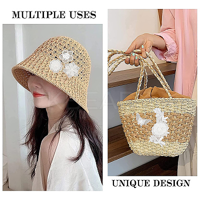 14Pcs 7 Style Lace Embroidery Sewing Fiber Ornaments DIY-GF0006-18-1