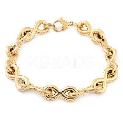 304 Stainless Steel Infinity Link Chain Bracelets for Women Men BJEW-F488-53B-G-1