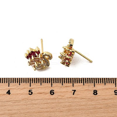Swan Shape Rack Plating Brass Micro Pave Cubic Zirconia Stud Earrings KK-E084-42G-1