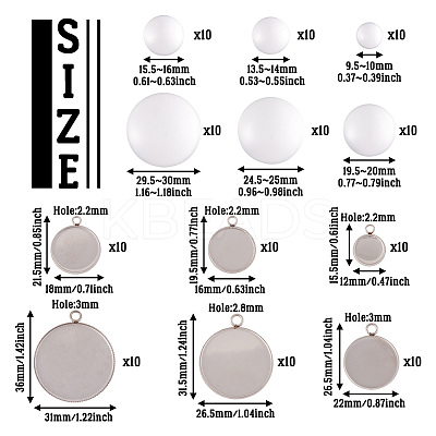 DIY Blank Dome 304 Stainless Steel Pendant Making Kits DIY-TA0011-82-1
