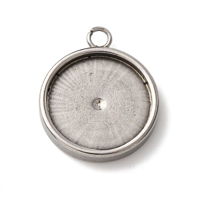 201 Stainless Steel Pendant Cabochon Settings STAS-D379-04E-P-1