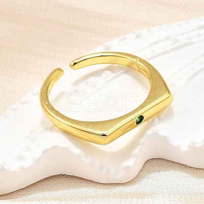 Brass Micro Pave Cubic Zirconia Cuff Rings for Women RJEW-H247-16G-02-1
