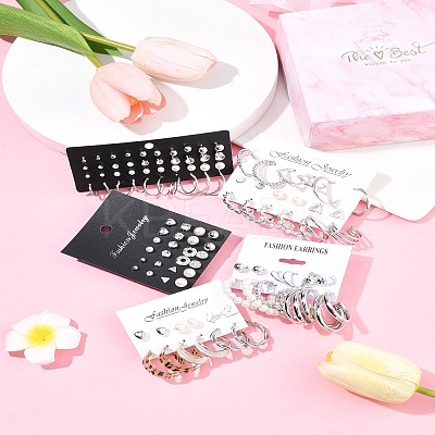 5 Sets 5 Styles Alloy & Plastic Pearl & Acrylic & Rhinestone Earring Sets EJEW-FS0001-24-1