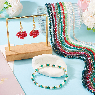 10Strands 10 Colors Electroplate Transparent Glass Beads Strands EGLA-TA0013-32-1