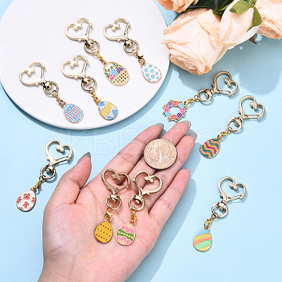 10Pcs Easter Egg Alloy Enamel Pendant Decoreations HJEW-YW00088-1