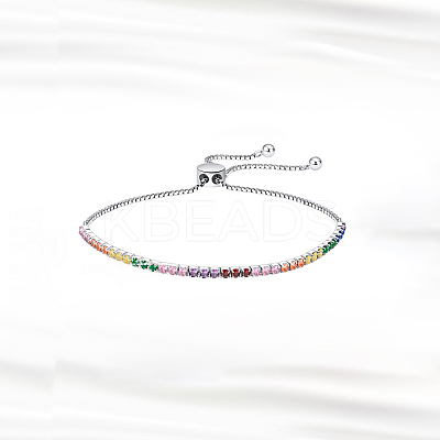 Anti-Tarnish Colorful Cubic Zirconia Tennis Bracelet BJEW-I314-004P-1